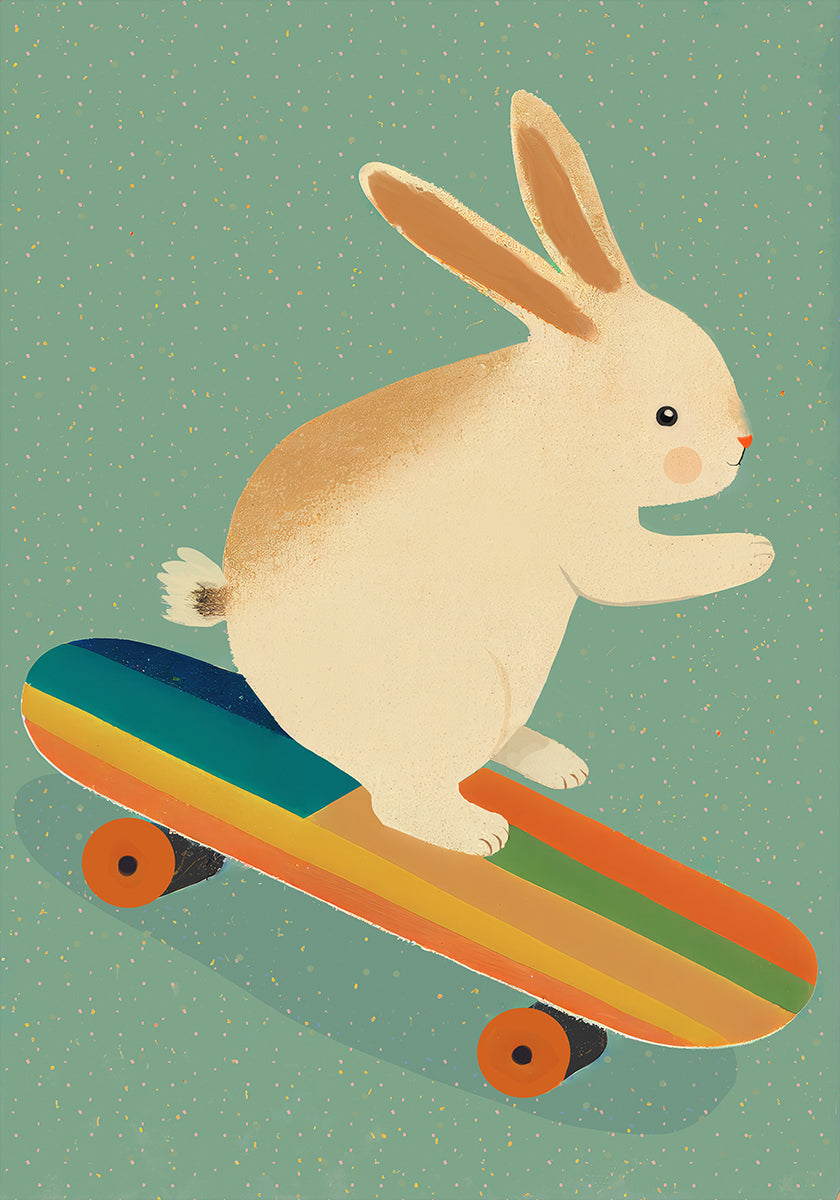 Skateboarding Bunny Plakat - Posterbox