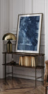 Blue Texture Flowing Vertical Lines Plakat - Posterbox
