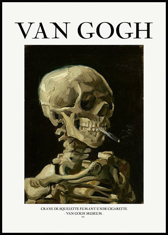 Head of a skeleton with a burning cigarette Plakat - Posterbox